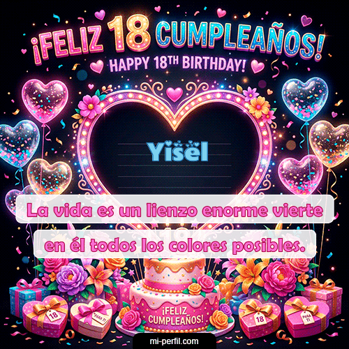 GIF Feliz Cumpleaños Gif Felices 18 personalizado con su nombre