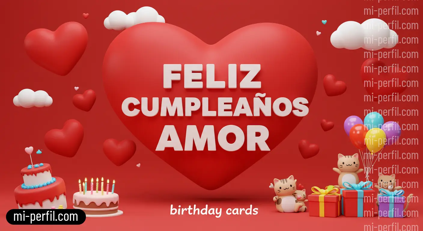 GIFs 💖 Tarjetas e Imágenes de Cumpleaños para Descargar: ¡Feliz Cumpleaños Amor!